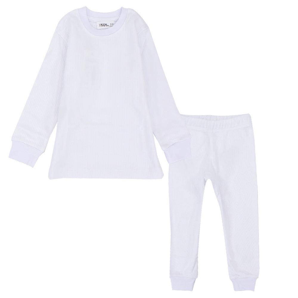 Long-Sleeved White Thermal Underwear Set - Ourkids - Ourkids